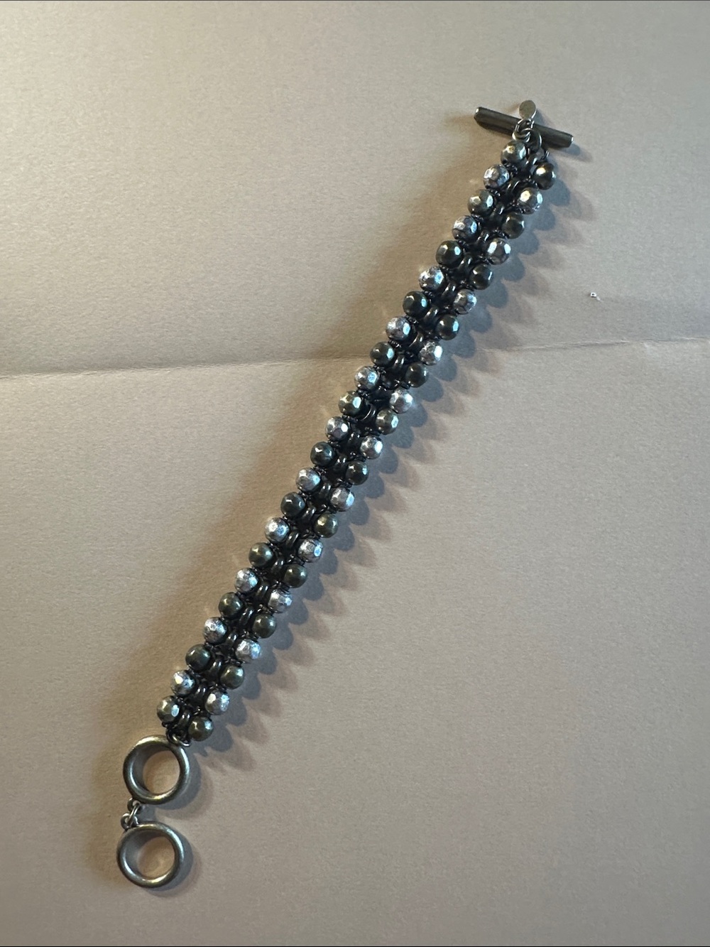Premier Designs Silver and Black Beaded Bracelet